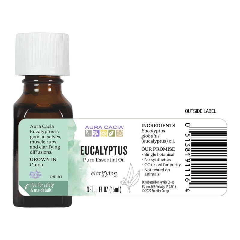 Aura Cacia Pure Essential Oil, Eucalyptus, 0.5 Fluid Ounce