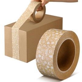 Watersay Christmas Packing Tape 1.89 in x 55 yd Brown Kraft Decorative Packing Tape Festive Cute Packing Tape Christmas Gift Wrapping Tape