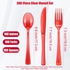300 Piece Clear Red Plastic Silverware Disposable Plastic Cutlery Party