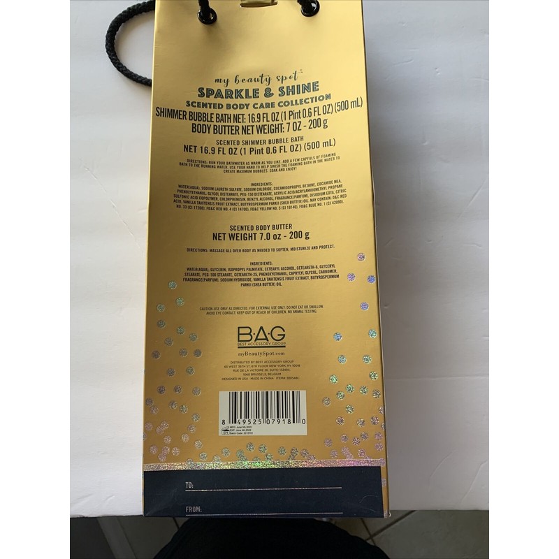 BAG Sparkle and Shine Body Collection Vanilla Cream Bath Set