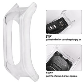 C2D JOY Sport Mesh Nylon Straps Compatible with Garmin Vivosmart 5 tracker Replacement Bands with Transparent Case-Stripe White