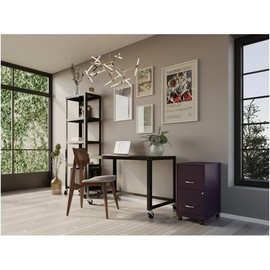 Pemberly Row 18" 2-Drawer Mobile Metal Vertical File Cabinet in Midnight Purple