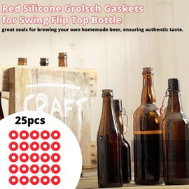 25PCS Silicone Rubber Gaskets Washer, Water Bottle Top Lid Gasket Swing Top Glass Bottle Caps Covers Sealing Ring Water Bottle Gasket for Brew Beer Soda