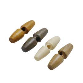 Faotup 40Pcs Wooden Coat Horn Buttons Sewing Toggle Buttons 1 Hole Sewing Buttons for Clothes, 1.57inches(Four Colors)