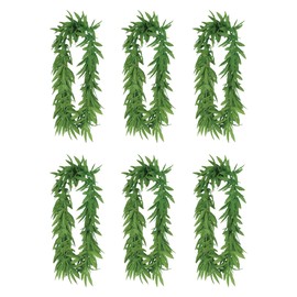 Beistle 6 Piece Tropical Fern Leaf Leis for Hawaiian Luau Party Favors, 420 Theme, 60's Photo Booth Props, Celebrating with You Since 1900, 40", Green