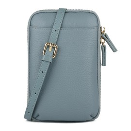 imeetu Smartphone Shoulder Pouch Women's Genuine Leather Mini Shoulder Bag with Elastic Key Chain Lightweight, Multifunctional, Simple, Casual, Stylish, Crossbody Shoulder Bag, smoke blue