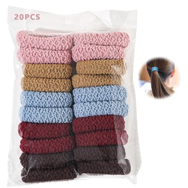 Thick Fabric Hair Bands, 20 PCS Strong Elastic Ponytail Hair Accessories Ties Pony Ponytail Holders for Thick Hair Ties Seamless Fabric Hair Bands No Crease No Break No Slip No Damage for Heavy