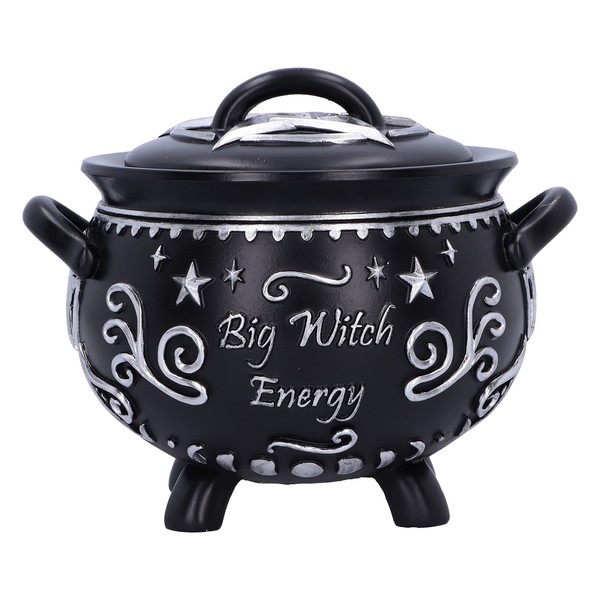 Nemesis Now Big Witch Energy Cauldron Box 15.4cm, Resin, Black,