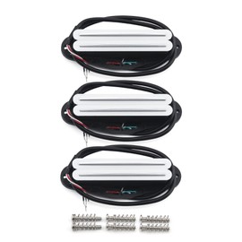 FLEOR 3pcs Hot Dual Rail Humbucker Set Ceramic N+M+B Single-Coil-Sized Guitar Humbucker Pickup,White