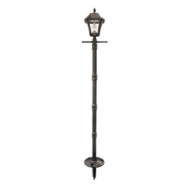 Gama Sonic Baytown II Bulb Solar Lamp Post Light Kit 77-inch Height, Outdoor Single Black Resin and Clear Lens Post Lamp with Pole and EZ Anchor In-Ground Auger, Warm White 2700K (105BSG01)
