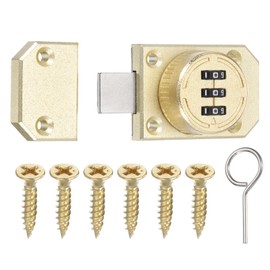 PATIKIL Combination Cabinet Latch,Zinc Alloy Mechanical Keyless Password Lock 3-Digit Password Cabinet Lock Safety Lock with Screw for Cabinet Drawer Cupboard Gold