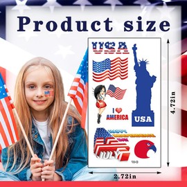 ALIBBON 10 Sheets Patriotic Tattoos, Labor Day Temporary Tattoos, American Flag Tattoos, Red White and Blue Party Supplies for Independence Day July 4th Memorial Day Veterans Day