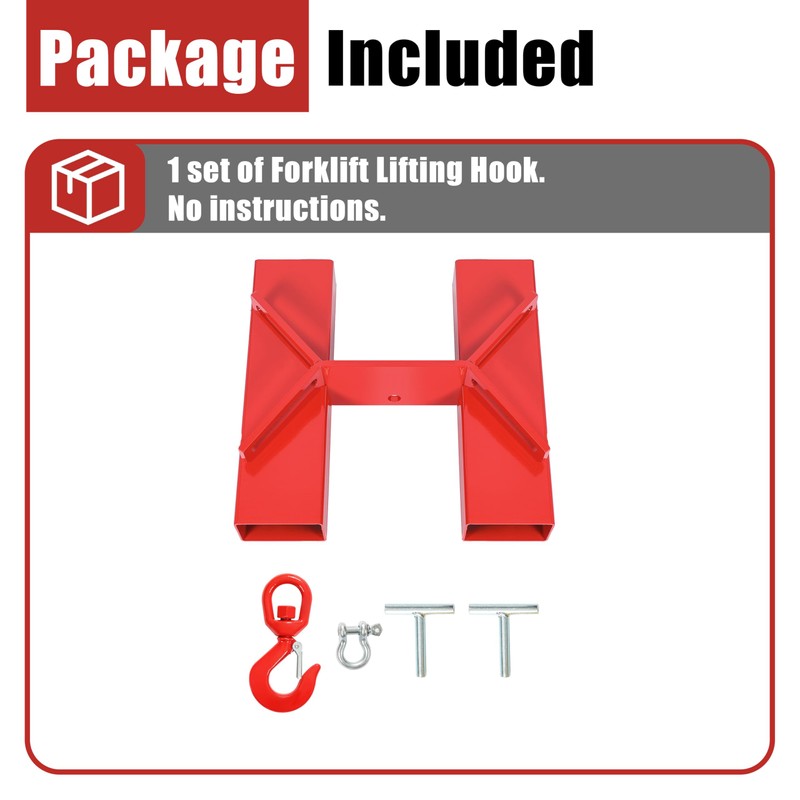 KUAFU Universal Forklift Lifting Hook 6600 LBS Capacity Forklift Lifting