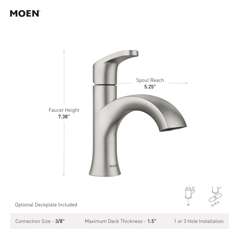 Moen Karis Chrome One-Handle Single Hole Bathroom Sink Faucet with