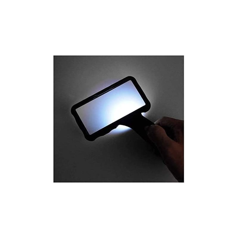 Lupa rectangular de mano, lupa de luz LED, lupa de