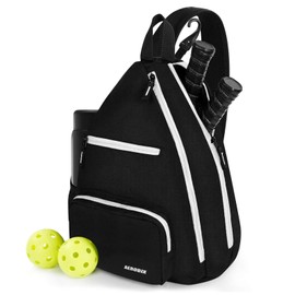 AEROBIX Pickleball Bag for Women and Men, Pickle Ball Bag with Upgraded Zippers and Capacity, Padded Pickleball Backpack, Adjustable Pickleball Paddle Bag, Pickleball Sling Bag (BLACK Bag Only)