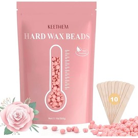 Hard Wax Hair Removal Beads - Painless Waxing for Sensitive Skin, Full Body Wax Beans with 20 Sticks for Women Men Bikini Brazilian, Armpit, Home Use (Rose, 1.1lb/17.6oz)