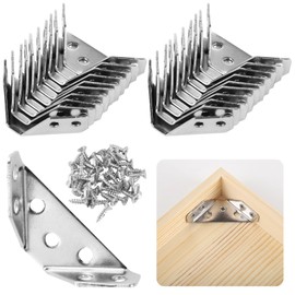 24 PCS Universal Stainless Steel Furniture Corner Connector with Screws，Angle Fasten Connectors, Trapeziform Corner Bracket Brace, Stainless Steel Triangle for Cabinets, Shelves, Tables, Chairs