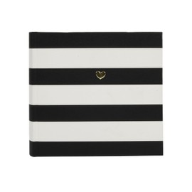 New View Gifts Frames & Accents Faux Leather Black and White Striped Heart Photo Album, Holds 160 4" x 6" Photos