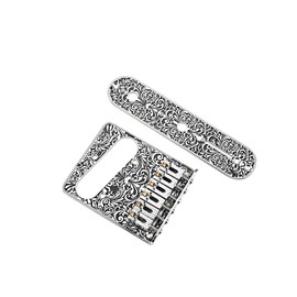 Alnicov Guitar Saddles Bridge,Control Plate,for 6 String Electric Guitar,Silver