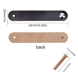 GORGECRAFT 6Pcs Leather Drawer Pull leather Dresser Knobs Nordic Wardrobe Cabinet Door Handles Drawer Knob Pull Knob Single Hole Furniture Hardware Pulls for Cupboard Door Kitchen 141x24.5mm, Black