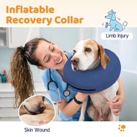Supet Inflatable Dog Cone Collar for Dogs to Stop Licking, Dog Donut Collar After Surgery, Soft Dog Cone for Small Medium Large Dogs