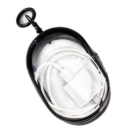 Linsaner Storage Bag for Organizing Data Cables, Earphone, Chargers, Keys, Change, Portable Transparent Storage Bag, Portable Multi-Function Storage Box (Black)