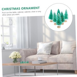 WOONEKY Realistic Mini Christmas Tree 12 Pcs Set Blue Green White Gold for Christmas Adornment Desktop Decor Party Supplies