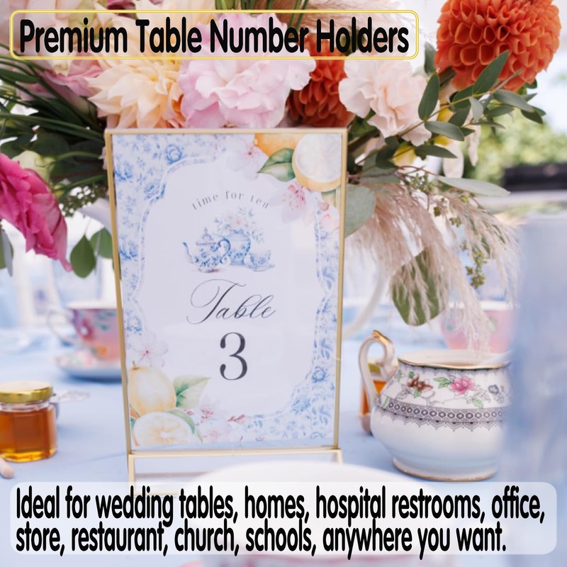 EKINIYAR 4x6 Acrylic Sign Holders 8 Pack Gold Table Number