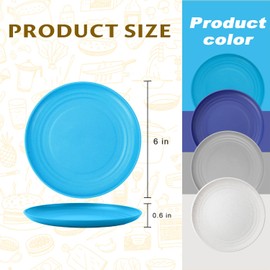 Perlapoc Small Plates Set of 8 - Wheat Straw Plate Alternative to Plastic Plates Reusable Dessert Plates Unbreakable Snack Plates 6 Inch Microwave & Dishwasher safe Plates for Kitchen - Island Color