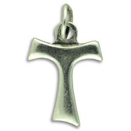 Gifts Catholic, Inc. Pack of 10 - St. Francis Tau Medal 3/4" Silver Oxidized Cross Charm for Bracelet Making - Made in Italy