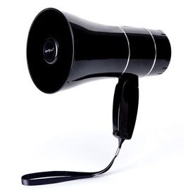 Rechargeable Bullhorn Megaphone Speaker with 240s Recording, Emergency Siren Alarm, U-Disk Playback Portable PA System for Outdoor Events, Coaching, Stadiums Rechargeable Battery Included (Black)