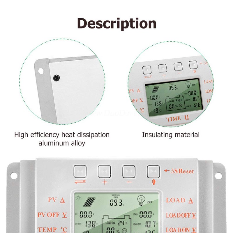 SolaMr 10A Solar Charge Controller 12V/24V Automatic Voltage Detection Solar
