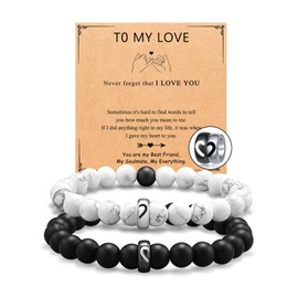 D Dongjiangjin Gift Couples Bracelets Matching Long Distance Relationship His Hers Bracelet Valentines Day Anniversary Birthday Christmas Gifts for Him Her Boyfriend Girlfriend Women Men