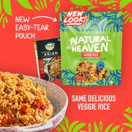 Natural Heaven Hearts of Palm Asian Rice, Ready & Seasoned 6-Pack –Prepared Meals, New Delicious Recipe, Vegan Food, 9 Oz Pouches