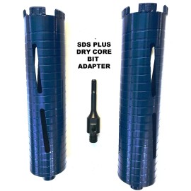 Pro Right Industry 2'' & 2.5" dry core bit w/sds plus shank adapter and pilot bit for hammer drill