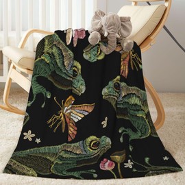 Duduho - Manta de cama de flores de loto y mariposas clásico para todas las estaciones, cálida y ligera, acogedora manta de felpa para el hogar, recámara, sofá, silla, viajes, 50 x 40 pulgadas