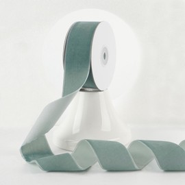 MEEDEE French Blue Velvet Ribbon 1.5 Inch Single Face Nylon Velvet Ribbon 10 Yards Spool Dusty Blue Velvet Ribbon for Christmas Tree, Gift Wrappig, Rustic Wreath, Velvet Bow, Hair Bows, Home Decor