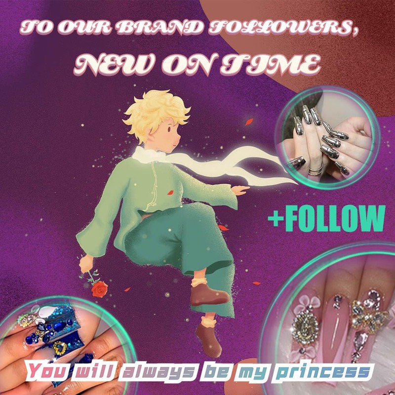 QQPPOLIU Press on Nails,3D Nails Long Press on Nails Square