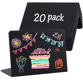 Pack of 20 Mini Chalkboard Set, Mini Boards, Plastic Buffet Signs for Price Tags, Bakery, Cafe, Wedding Table, Party Board, Kitchen Decoration, 10 x 7.5 cm