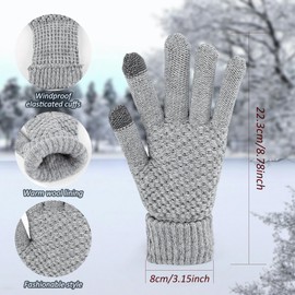 Tetnsk 2 Pairs Women's Gloves for Cold Weather, Winter Touch Screen Gloves Women, Warm Fleece Lined Knit Gloves (Black, Gray)