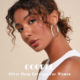 OOOPEL Silver Hoop Earrings For Women Big Silver Hoops Large Sterling Silver Hoop Earrings For Women Lightweight 925 Sterling Silver Post