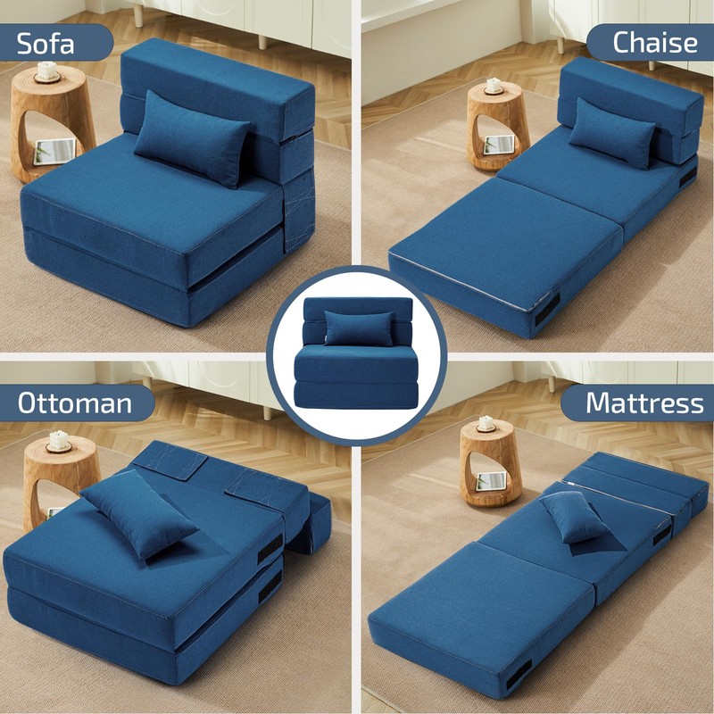 SUYOLS Folding Sofa Bed with Pillow- Convertible Chair Floor Couch