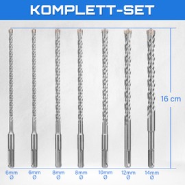 KapStrom SDS Plus Carbide Drill Bit Set (6/8/10/12/14mm) for Hammer Drills and Hammer Drills, Tungsten Tip for Concrete and Brick Masonry
