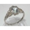 Luxurious Solid Sterling Silver Natural Aquamarine Womens Solitaire Engagment Ring