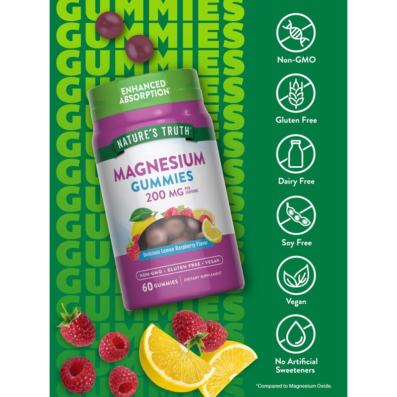 Nature's Truth Magnesium Gummies for Adults | 200mg | 60