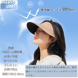 IFSUN Women's Sun Hat, UPF+50, Sports, UV Protection, Spring and Summer, Wide Brim, Small Face Effect, Large Size, Sweat Absorbent, Quick Drying, Foldable, Washable, Tennis, Golf, Lightweight, Khaki