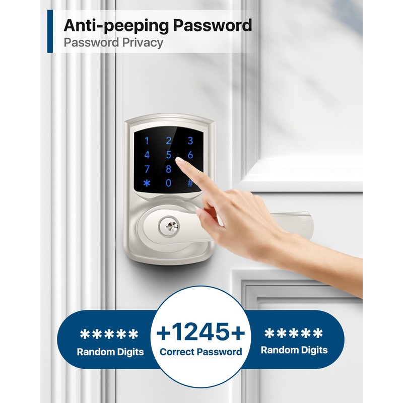 HIDALIFE Keyless Entry Door Lock, Electronic Keypad Door-Lock with Handle,