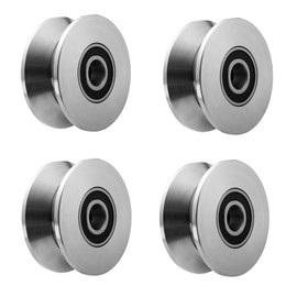Sliding Gate Rollers Stainless Steel V Groove Wheel Heavy Duty Cable Pulley Block V Shaped Rail Gate Wheels Quiet and Smooth Operation Plate Caster with Bearing for Barn Door Track