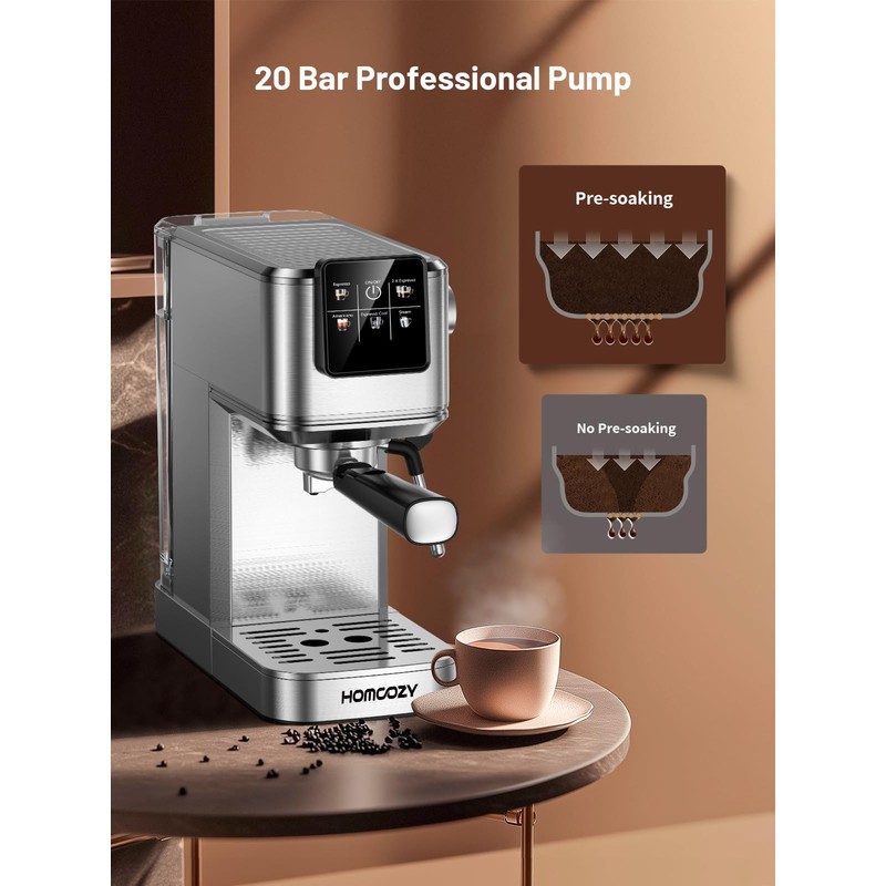 HomCozy Espresso Machine 20 Bar Coffe Maker with Rapid Cold
